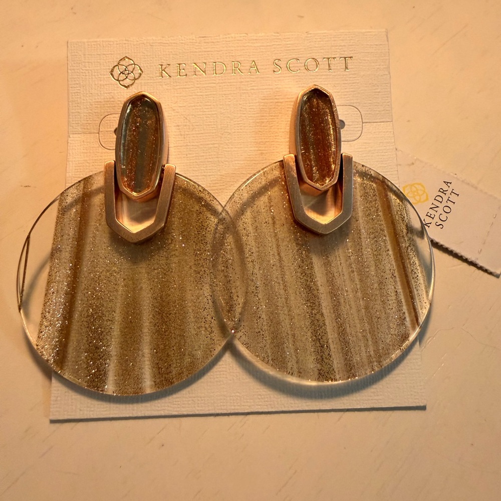 NWT Kendra Scott Rose Gold Didi Earrings with Rose Gold Dusted Glass